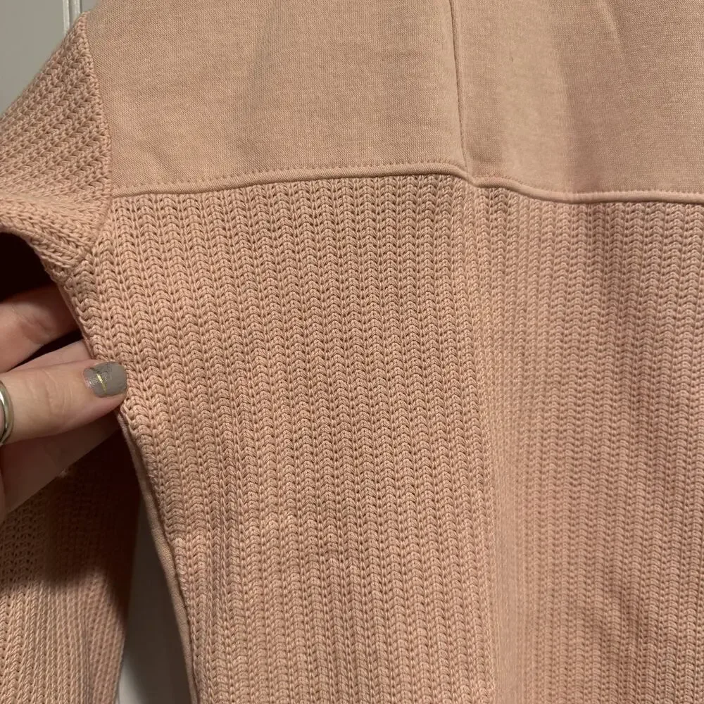 Anthropologie Pilcro Pink Mixed Rib Sweatshirt Size Small - Picture 3 of 6